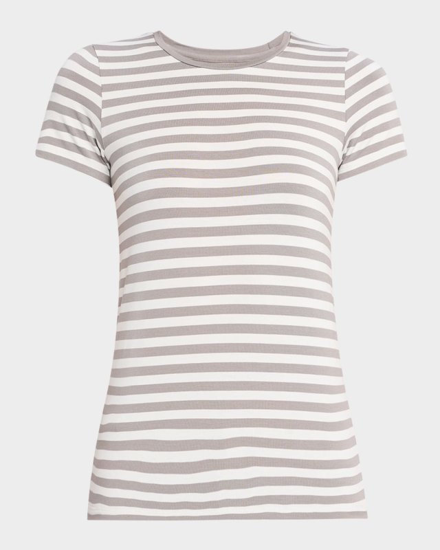 Soft Touch Crewneck Striped Jersey T-Shirt